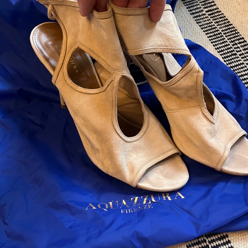Aquazzura Beige Open-Toe Heels